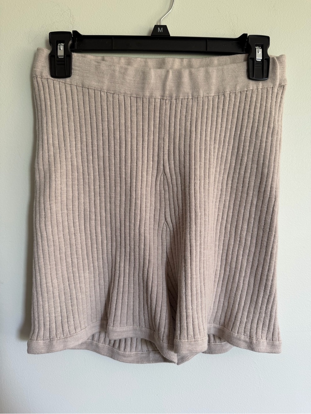 Free People Beach Zuma Sweater Ribbed Shorts - Beige Linen / Cotton Blend Casual